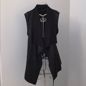 ZARA Faux Suede Vest with tie waist detail